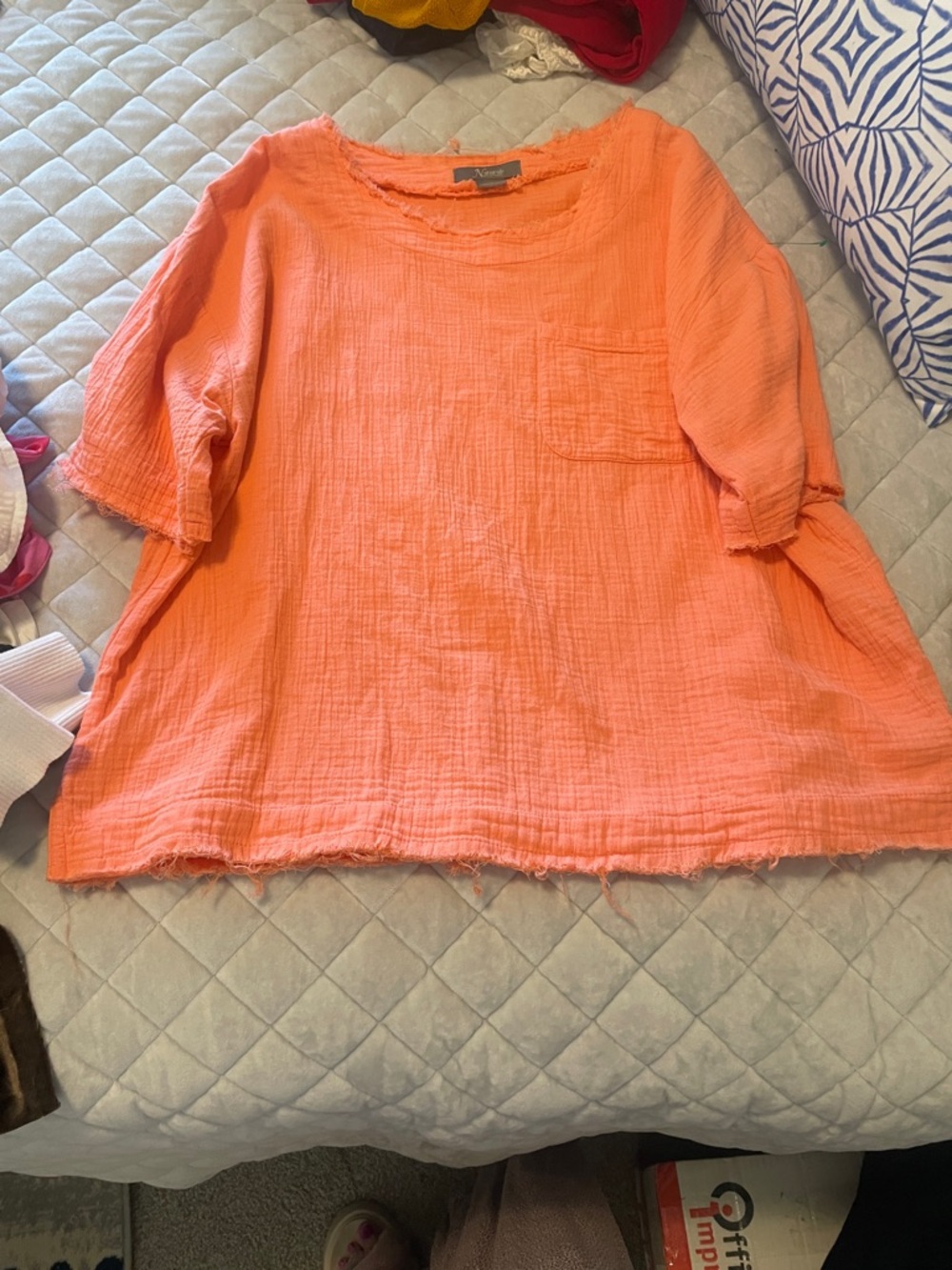 Natural Reflections Girls Orange Gauze Pocket Blouse